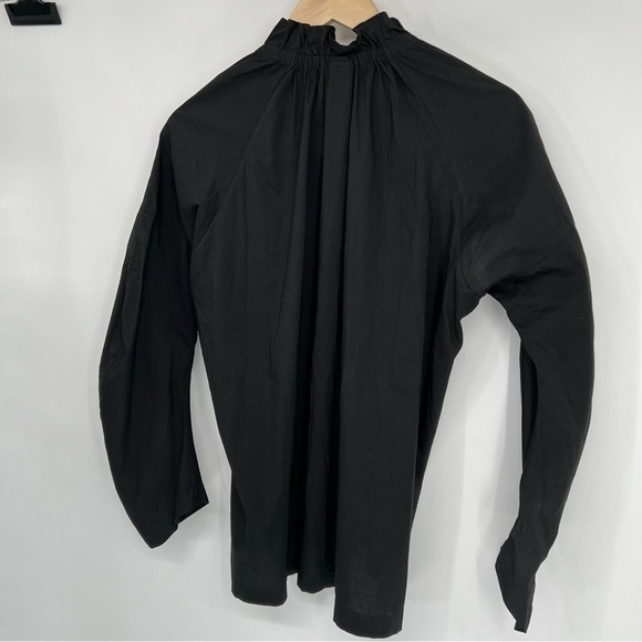 Zero + Maria Cornejo Black Ruffle Collar Button Down Blouse Shirt‎ - Picture 10 of 16